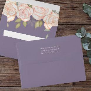 Graduation Elegant Minimalist Modern Floral Purple Envelope