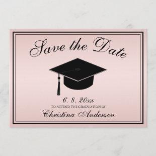 Graduation Elegant Save the Date Script Rose Invitation