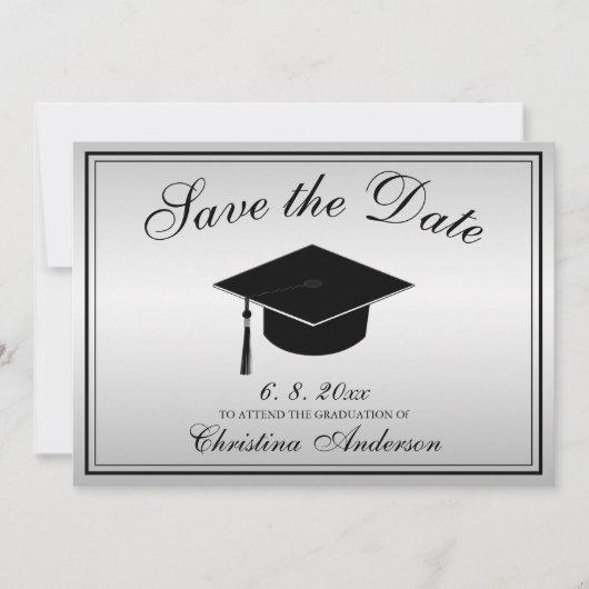 Graduation Elegant Save the Date Script Silver Invitation
