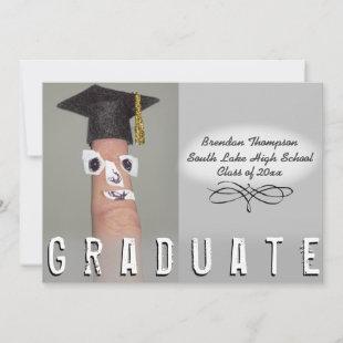 Graduation Funny Finger Cartoon Grad Cap Announcement