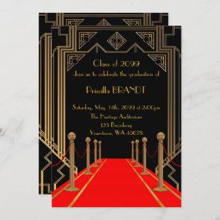 Graduation, Gatsby style, Red Carpet style, Black Invitation