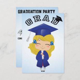 Graduation Girl in Blue Invitation
