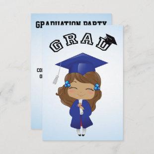 Graduation Girl in Blue Invitation