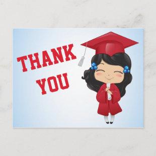 Graduation Girl in RED Announcement Postcard