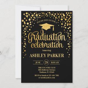 Graduation - Gold Black Invitation