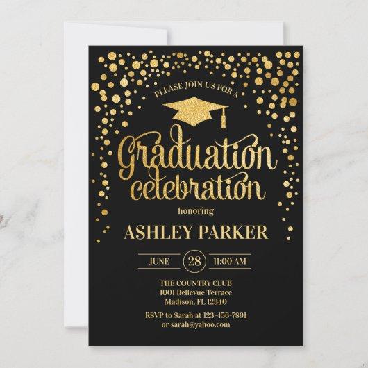 Graduation - Gold Black Invitation