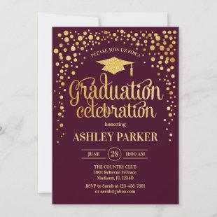 Graduation - Gold Burgundy Invitation