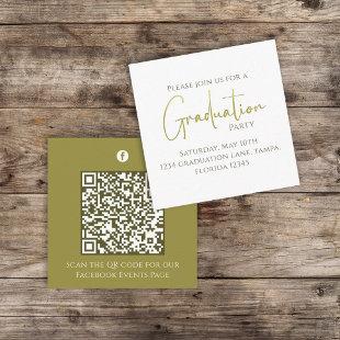 Graduation Gold Calligraphy QR Code Social Media Enclosure Card