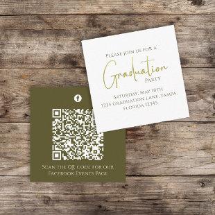 Graduation Gold Calligraphy QR Code Social Media Enclosure Card