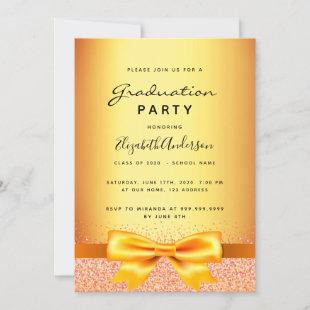 Graduation gold elegant bow invitation