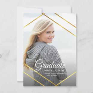 Graduation Gold Geometric Frame Photo Announcement