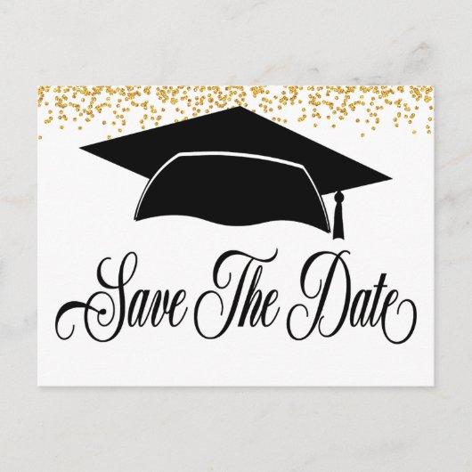Graduation Gold Glitter Save The Date Announcement Postcard