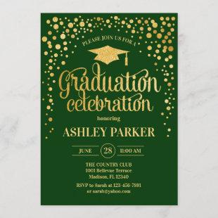 Graduation - Gold Green Invitation