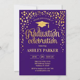 Graduation - Gold Purple Invitation