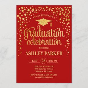 Graduation - Gold Red Invitation