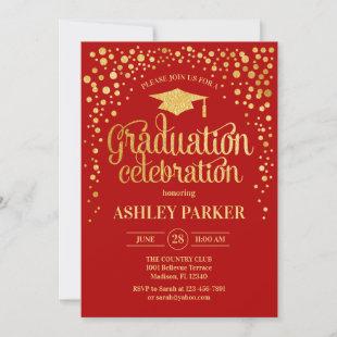 Graduation - Gold Red Invitation