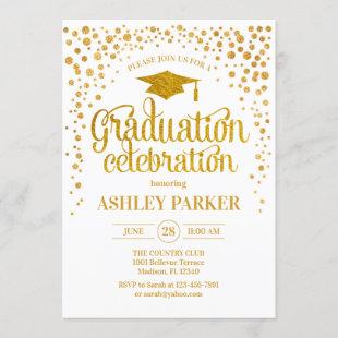 Graduation - Gold White Invitation