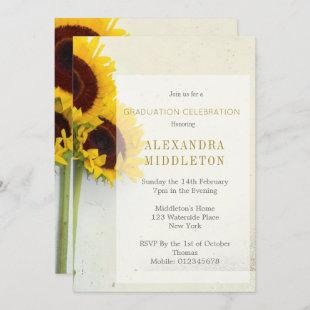 Graduation Graduate Sunflower Rustic Invitation