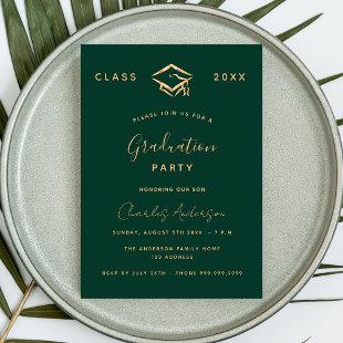 Graduation green gold simple 2023 invitation
