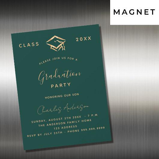 Graduation green gold simple luxury 2023 magnetic invitation