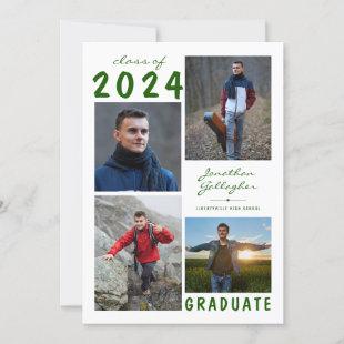 Graduation Hand Script 5 Photo Collage Announcement