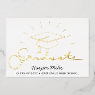 Graduation hat gold postcard