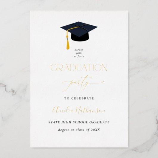 Graduation Hat Graduation Party Foil Invitation