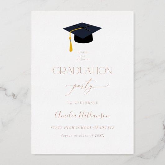 Graduation Hat Graduation Party Full Foil Invitation