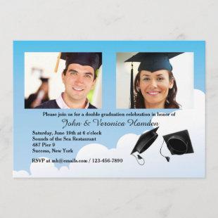 Graduation Hat Toss Photo Invitation