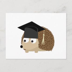 Graduation hedgehog announcement postcard
