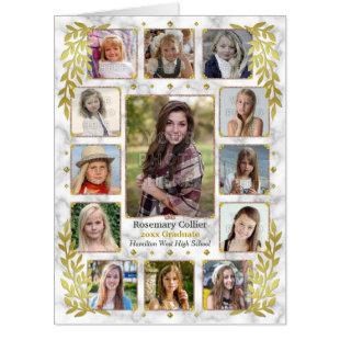 Graduation High School Photo Collage | Marble Gold Card