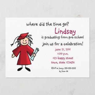 Graduation Invitation--Girl, Red Invitation