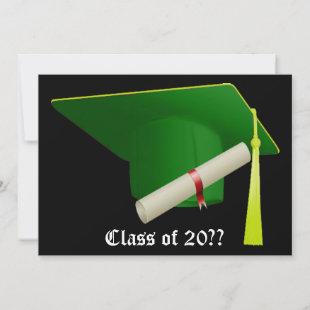 Graduation Invitation Green Cap