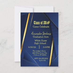 Graduation Invitation in blue and gold