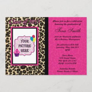 Graduation Invitation - Pink Leopard / Cheetah