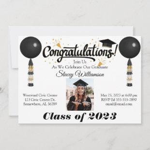 Graduation Invitation with Picture & Balloons
