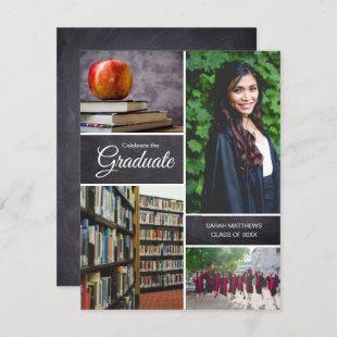 Graduation Invitations, Chalkboard, Photo Collage Invitation