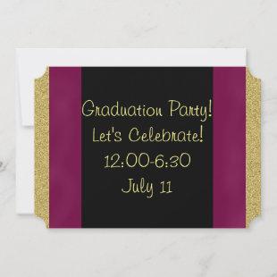 Graduation Invitations in Purple, Gold and Black