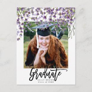 graduation lavender florals photo postcard