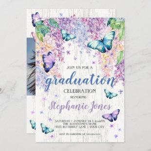Graduation Lilacs and Butterfly Invitation
