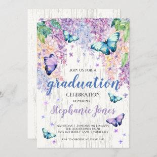 Graduation Lilacs and Butterfly Invitation