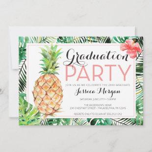 Graduation Luau Pineapple Tropical with Photo Invi Invitation