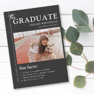 Graduation Magazine Fun Facts Soft Black Announcement