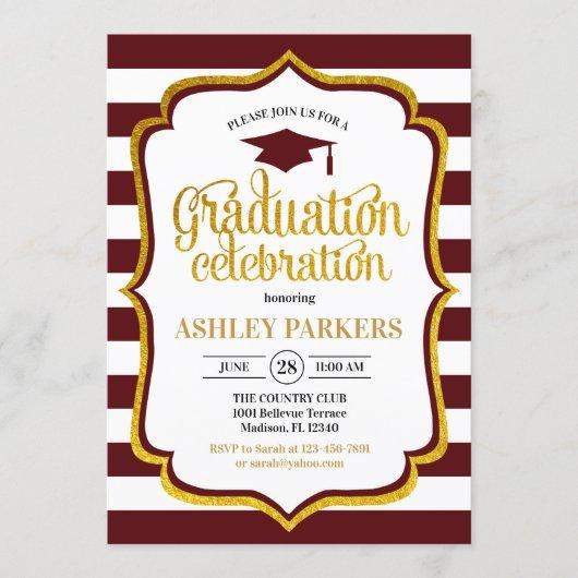 Graduation - Maroon Gold White Invitation