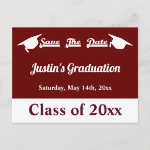 Graduation Maroon Save The Date Card