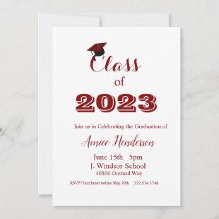 Graduation Maroon & White Invitation Class of 2023