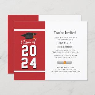Graduation Minimal Red White Party Invitation