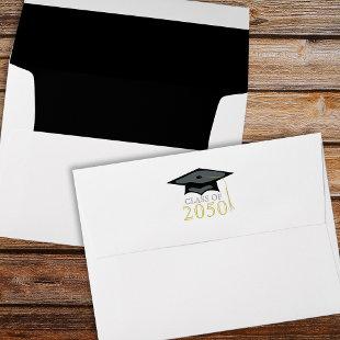 Graduation Modern Classic Mortarboard Gold Black Envelope
