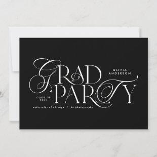 Graduation modern elegant typography black & white invitation