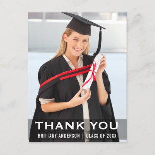 Graduation Modern Graduate Photo Thank You Postcard